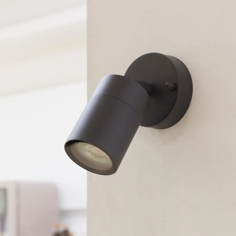 Terrassebelysning|Væglamper ^ PRIOS udendørs vægspot Tulimar, højde 15 cm, bevægelig, aluminium