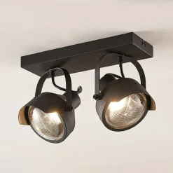 Loftlamper|Loftlamper ^ Lindby Projektør-loftspot Henega, sort med 2 lyskilder