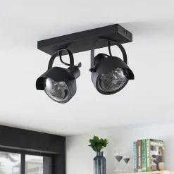 Loftlamper|Loftlamper ^ Lindby Projektør-loftspot Henega, sort med 2 lyskilder