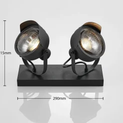 Loftlamper|Loftlamper ^ Lindby Projektør-loftspot Henega, sort med 2 lyskilder