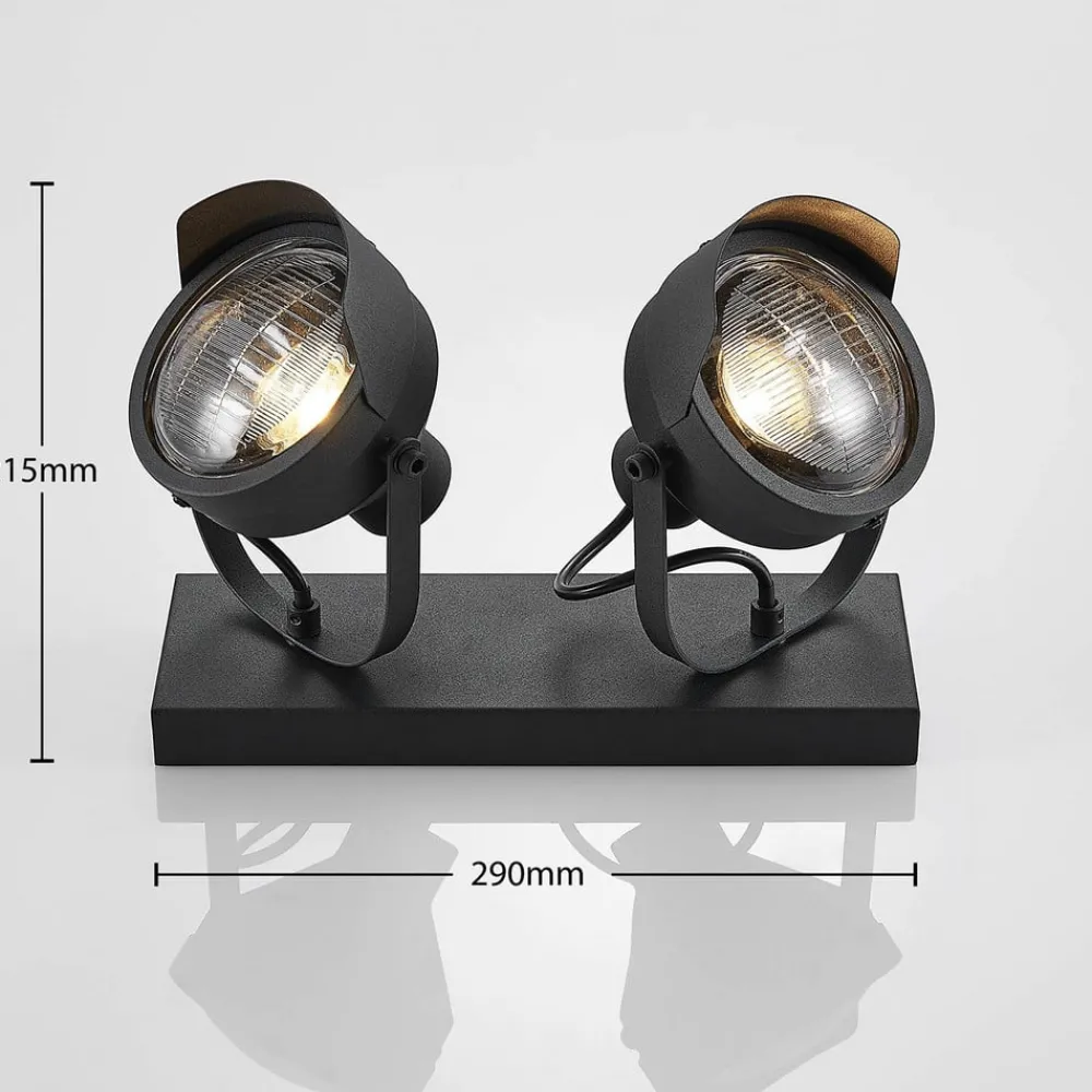 Loftlamper|Loftlamper ^ Lindby Projektør-loftspot Henega, sort med 2 lyskilder