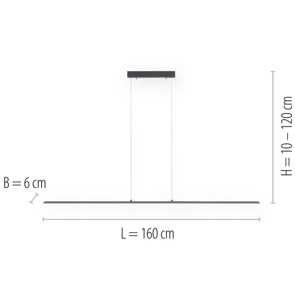 PURE Pendellamper > LED hængelampe Lite, antracit, 160 cm, CCT, dæmpbar