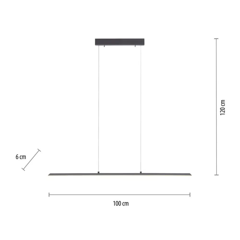 PURE Pendellamper > LED hængelampe Lite, antracit, 100 cm, CCT, dæmpbar