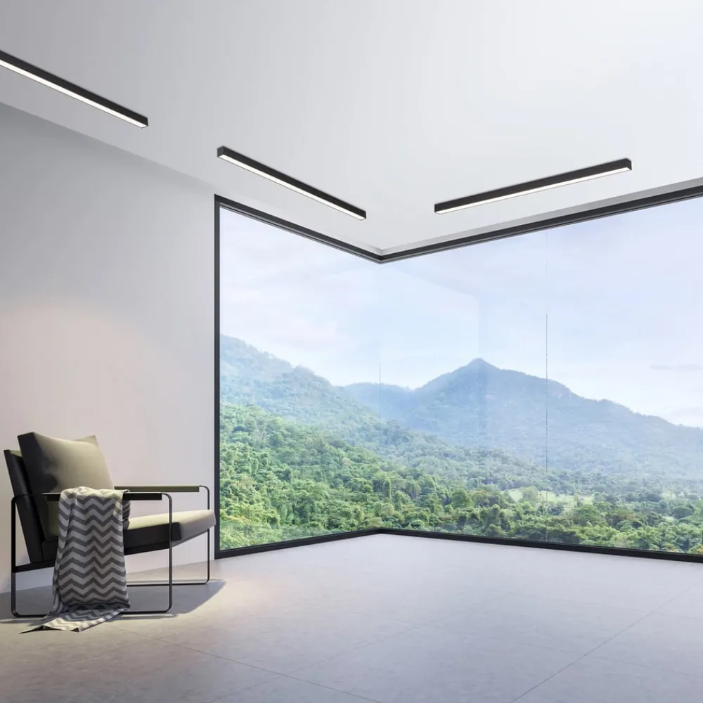 Loftlamper|Loftlamper ^ PURE LED-loftlampe Lines, 110 cm, antracit, CCT, fjernbetjening