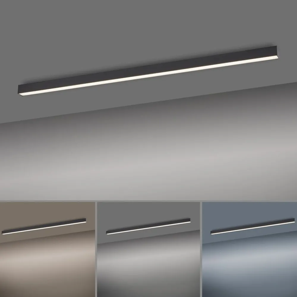 Loftlamper|Loftlamper ^ PURE LED-loftlampe Lines, 110 cm, antracit, CCT, fjernbetjening