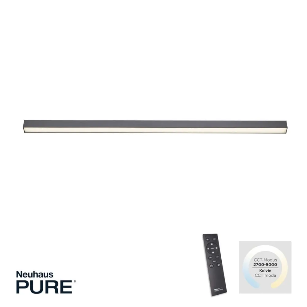 Loftlamper|Loftlamper ^ PURE LED-loftlampe Lines, 110 cm, antracit, CCT, fjernbetjening