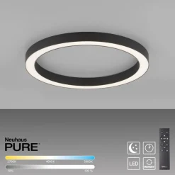 Loftlamper ^ PURE LED-loftlampe Lines, Ø 50 cm, antracit, CCT, fjernbetjening