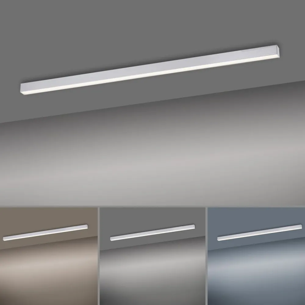 PURE Loftlamper|Loftlamper > LED-loftlampe Lines, 110 cm, sølv, CCT, fjernbetjening