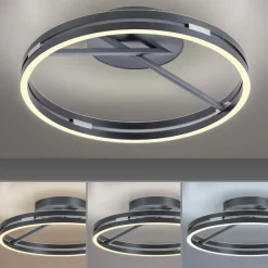 Loftlamper ^ PURE LED-loftlampe Loop, grå, metal, Ø 60 cm, CCT