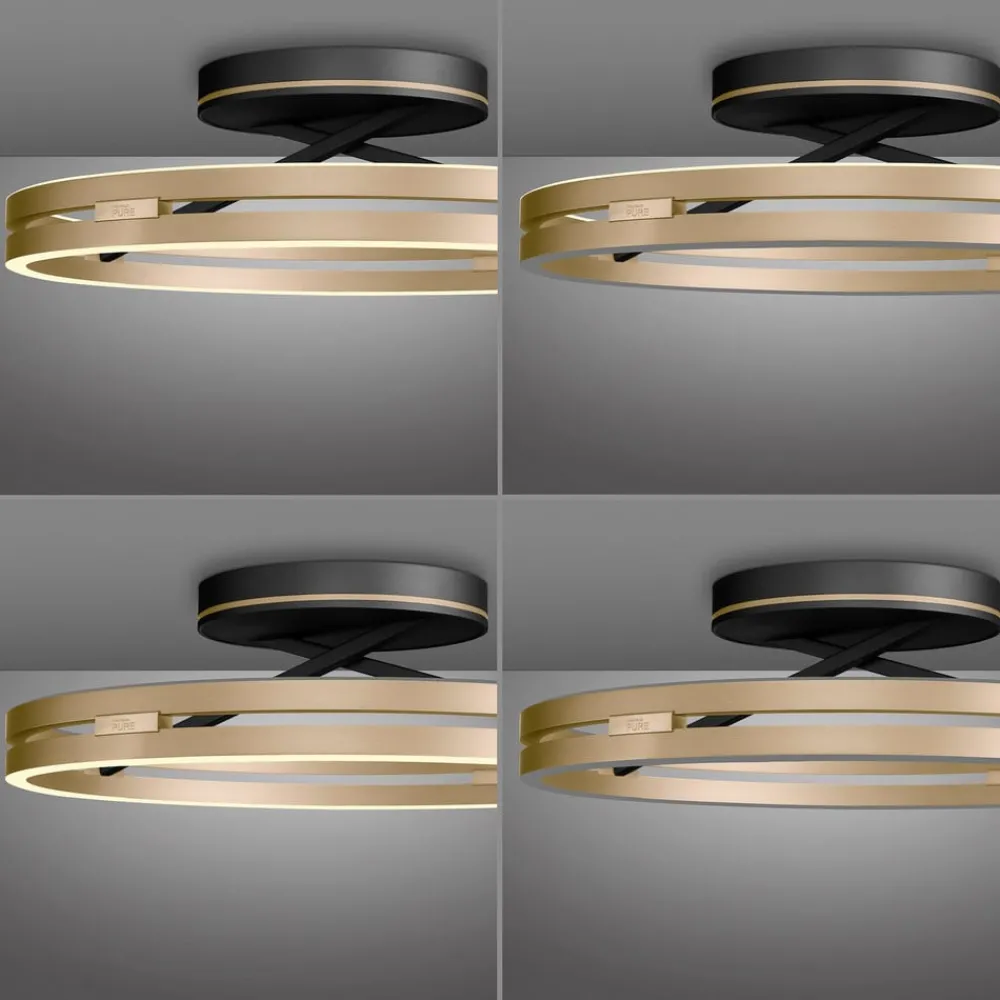 Loftlamper ^ PURE LED-loftlampe Loop messing/sort metal Ø 60 cm CCT