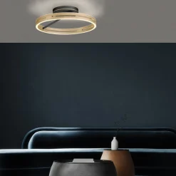 Loftlamper ^ PURE LED-loftlampe Loop messing/sort metal Ø 60 cm CCT