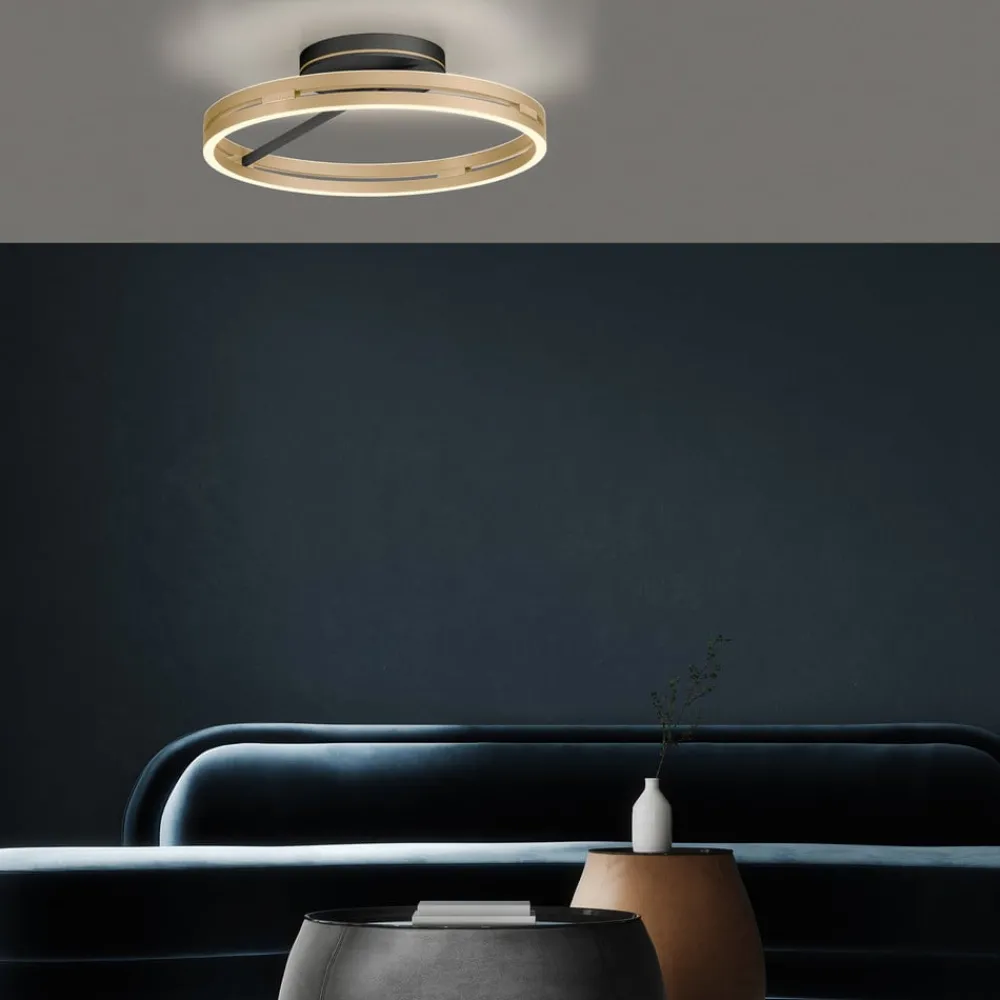 Loftlamper ^ PURE LED-loftlampe Loop messing/sort metal Ø 60 cm CCT