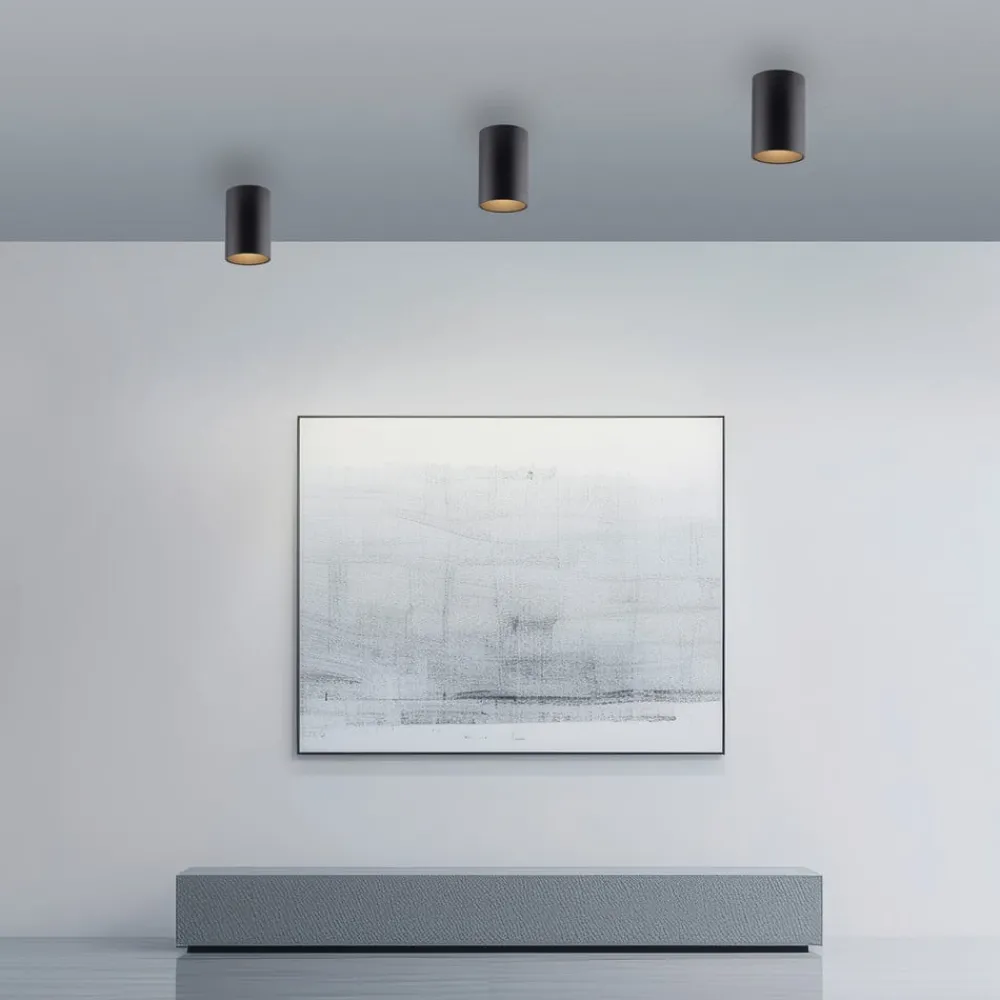 Loftlamper ^ PURE LED-loftlampe til badeværelset Point, sort Ø 6 cm, metal, IP44