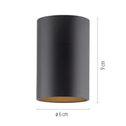 Loftlamper ^ PURE LED-loftlampe til badeværelset Point, sort Ø 6 cm, metal, IP44