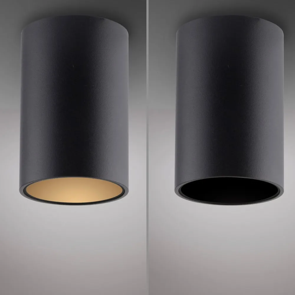 Loftlamper ^ PURE LED-loftlampe til badeværelset Point, sort Ø 6 cm, metal, IP44