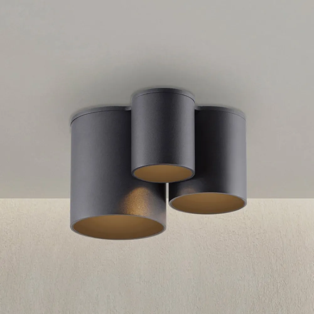 PURE Loftlamper > LED-loftlampe til badeværelset Point, sort, længde 18 cm, 3 lyskilder