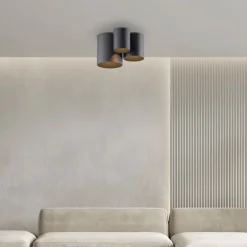 PURE Loftlamper > LED-loftlampe til badeværelset Point, sort, længde 18 cm, 3 lyskilder