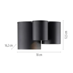 PURE Loftlamper > LED-loftlampe til badeværelset Point, sort, længde 18 cm, 3 lyskilder