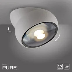 Loftlamper|Loftlamper ^ PURE LED-loftspot Move, hvid, Ø 12 cm, metal/glas