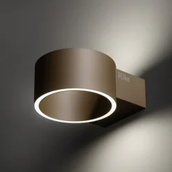 PURE Væglamper|Væglamper > LED-væglampe Clipse, bronzefarvet, aluminium Ø 15 cm