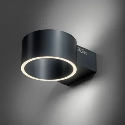 PURE Væglamper > LED-væglampe Clipse, grå, aluminium, Ø 15 cm