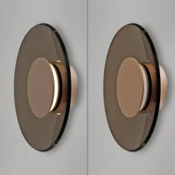 Væglamper|Væglamper ^ PURE LED-væglampe Moon, bronze, Ø 32 cm, glas/aluminium