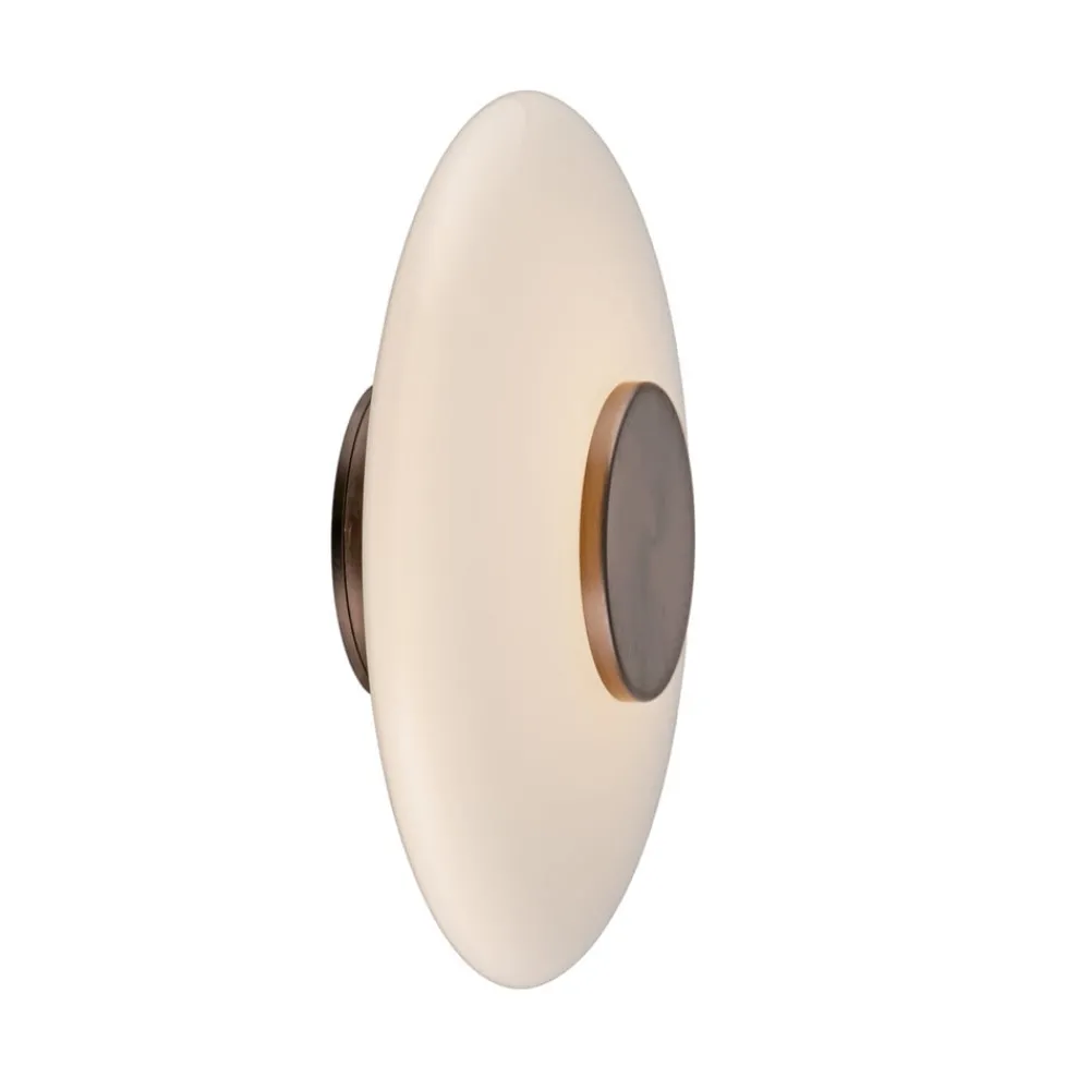 Væglamper ^ PURE LED-væglampe Vitrum, brun/opalglas/aluminium Ø 22 cm