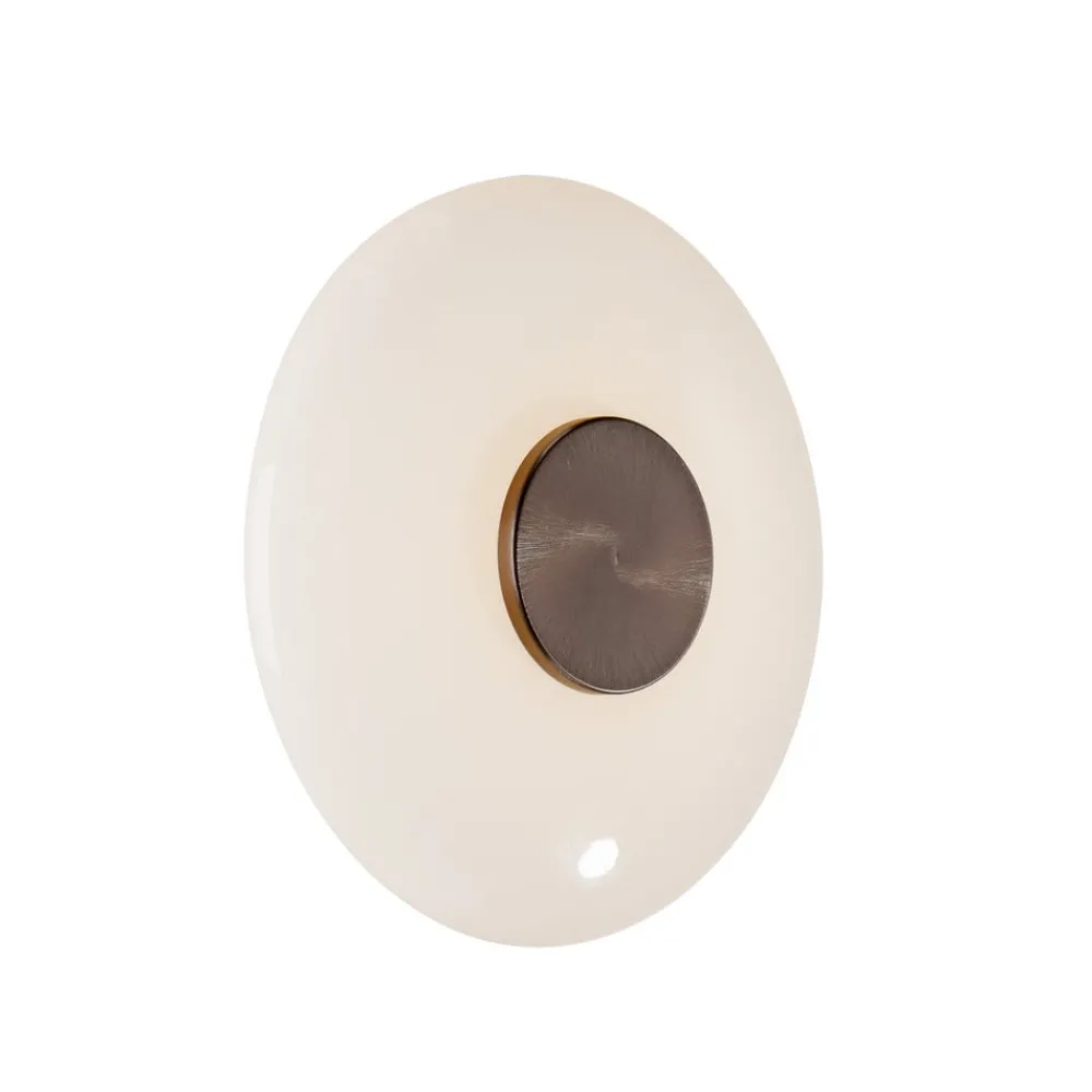 Væglamper ^ PURE LED-væglampe Vitrum, brun/opalglas/aluminium Ø 22 cm