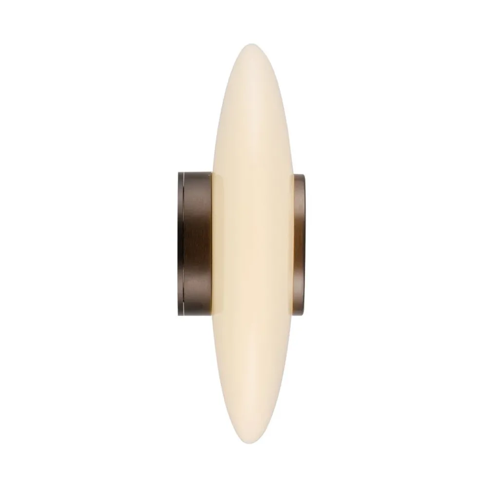 Væglamper ^ PURE LED-væglampe Vitrum, brun/opalglas/aluminium Ø 22 cm