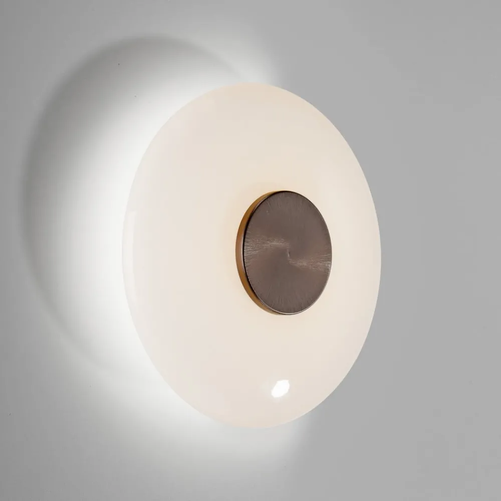 Væglamper ^ PURE LED-væglampe Vitrum, brun/opalglas/aluminium Ø 22 cm