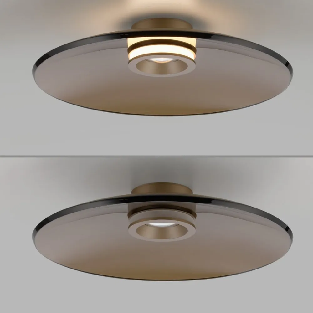 PURE Loftlamper|Loftlamper > loftlampe Moon, bronze, Ø 50 cm, glas/aluminium