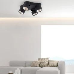 Loftlamper ^ PURE Nola LED-loftlampe, 4 lyskilder, sort
