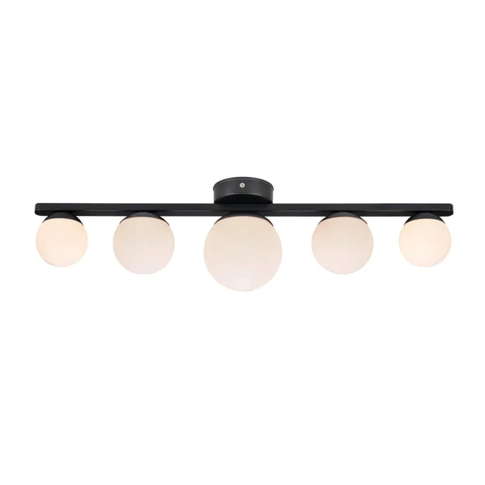 Markslöjd Loftlamper > Puro loftlampe til bad, sort, 5 lyskilder, glas