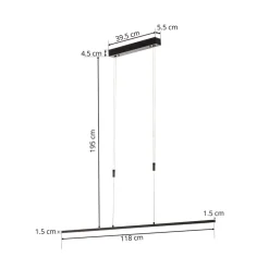 Pendellamper ^ Quitani LED-pendel Tolu, sort, længde 118 cm