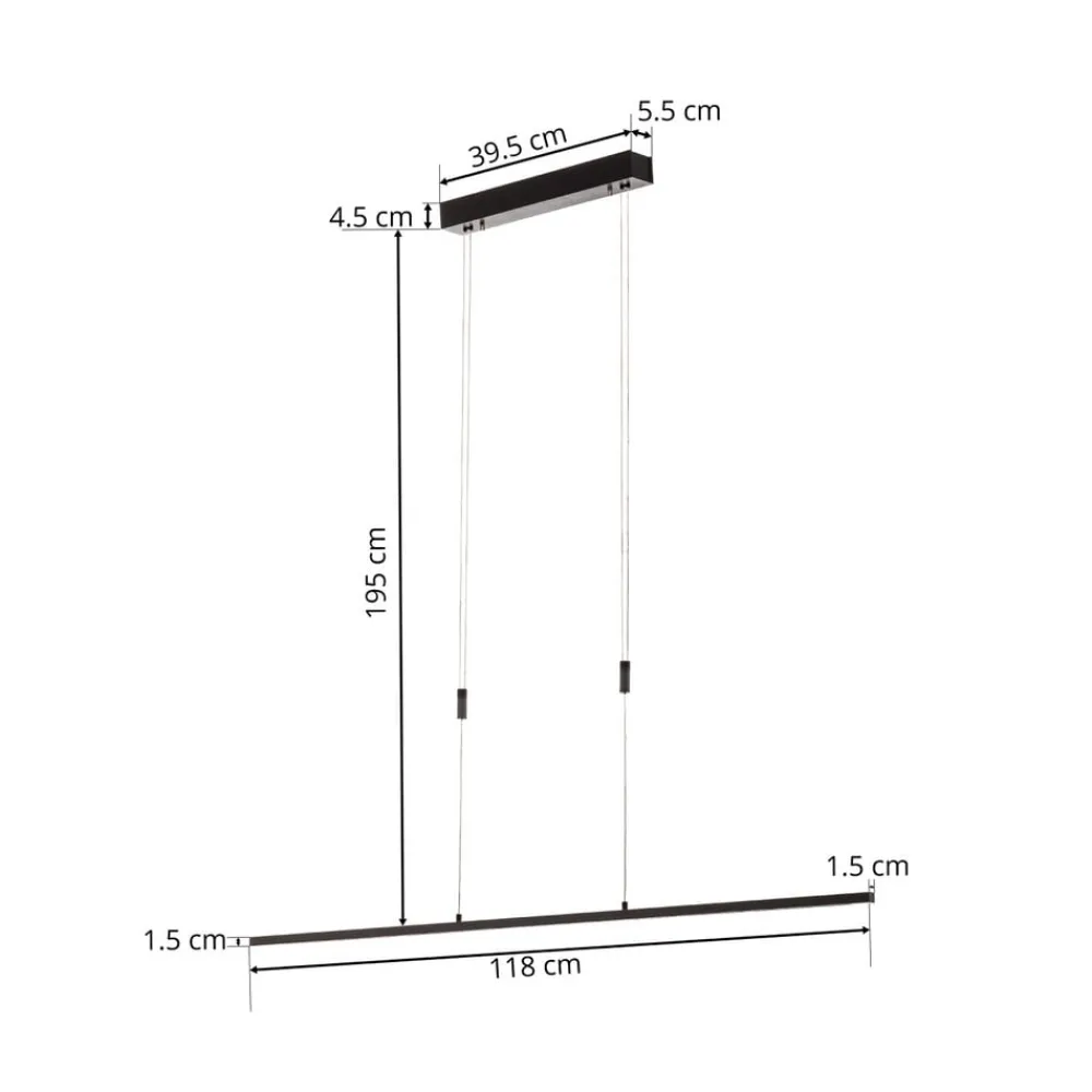 Pendellamper ^ Quitani LED-pendel Tolu, sort, længde 118 cm