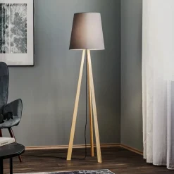 Quitani Gulvlamper|Gulvlamper > trebenet gulvlampe Jata, træ, chintz grafit