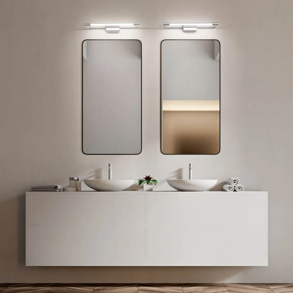 Væg- Og Spejllamper ^ Fabas Luce Rapallo LED-væglampe, krom, IP44, 80 cm