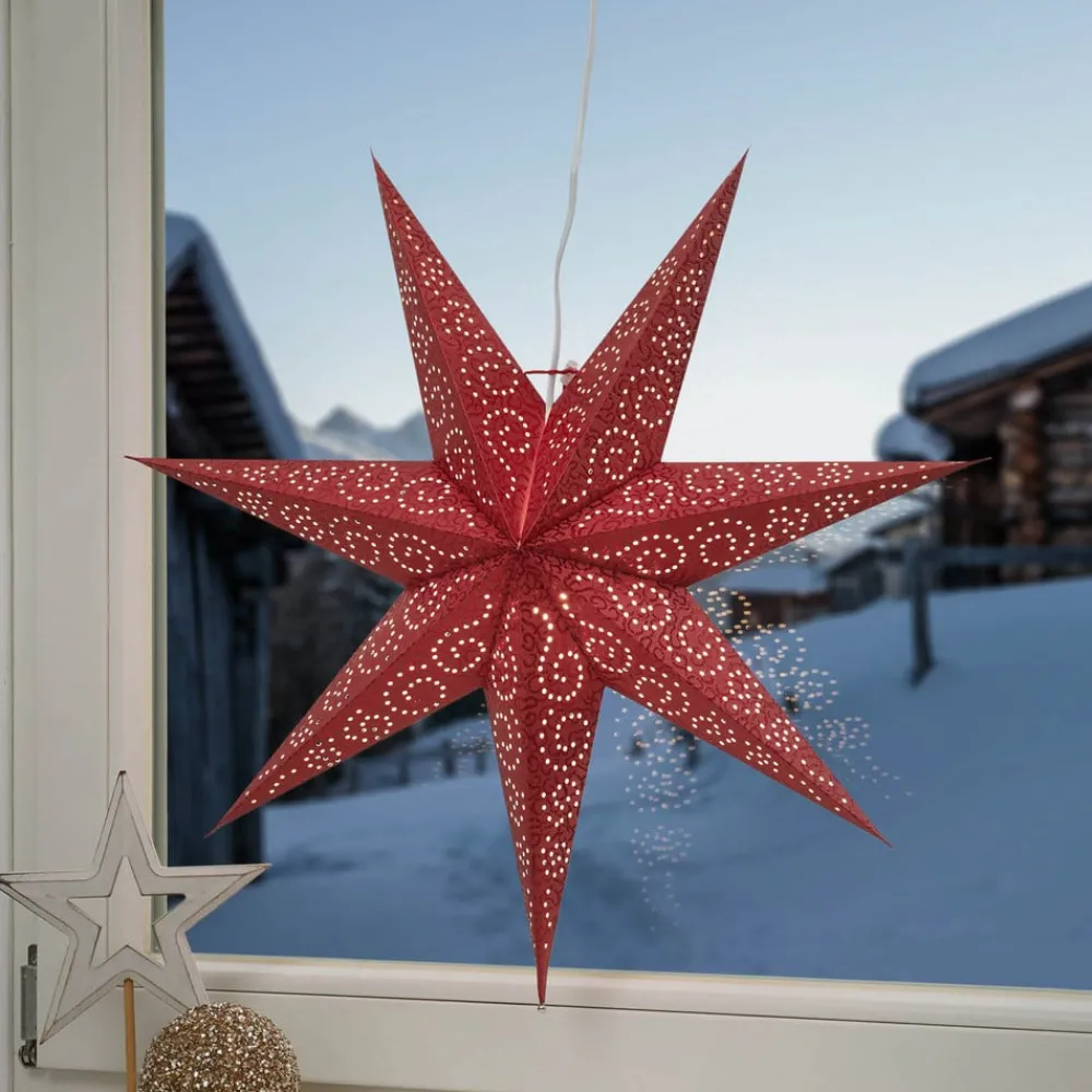 STAR TRADING Dekorationsbelysning|Julepynt > Rød papirstjerne "Antique"