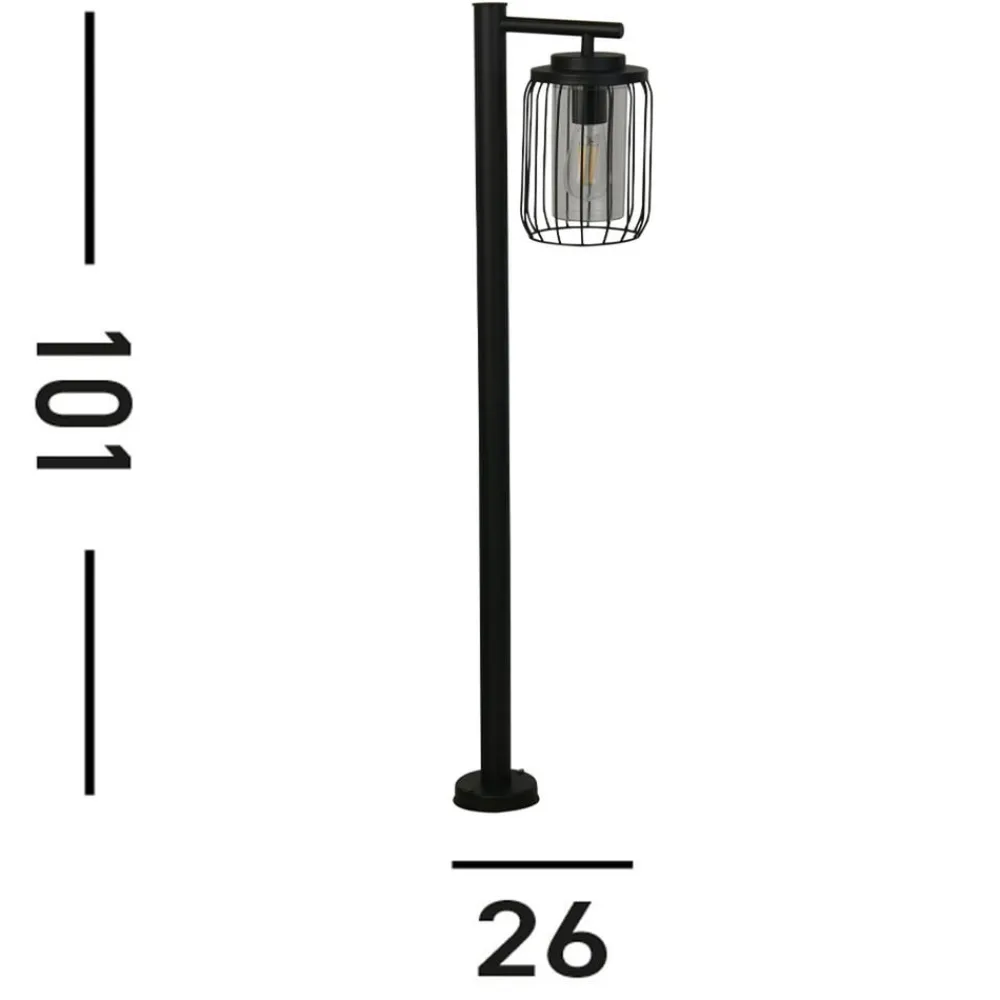 Gadebelysning ^ Searchlight Reed vejlampe, IP44, sort, højde 100 cm, metal