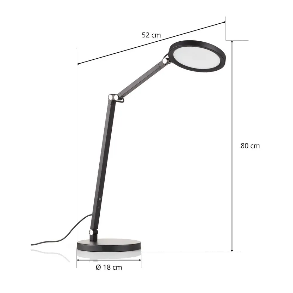 Fabas Luce Arbejdsrum/Kontor|Bordlamper > Regina LED-skrivebordslampe med dæmper, sort