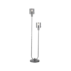 Brilliant Gulvlamper > Riffelini gulvlampe, højde 152 cm, røggrå, 2-lys, glas