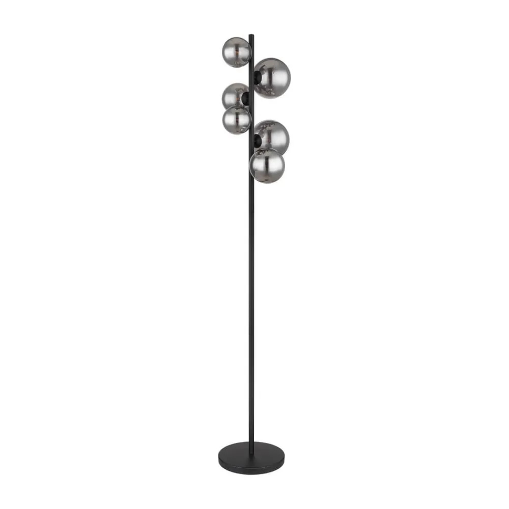 Globo Gulvlamper > Riha gulvlampe, højde 155 cm, sort/røgfarvet, 6 lyskilder.