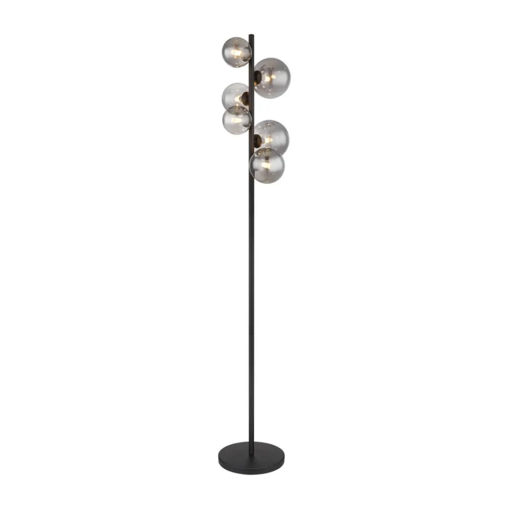 Globo Gulvlamper > Riha gulvlampe, højde 155 cm, sort/røgfarvet, 6 lyskilder.