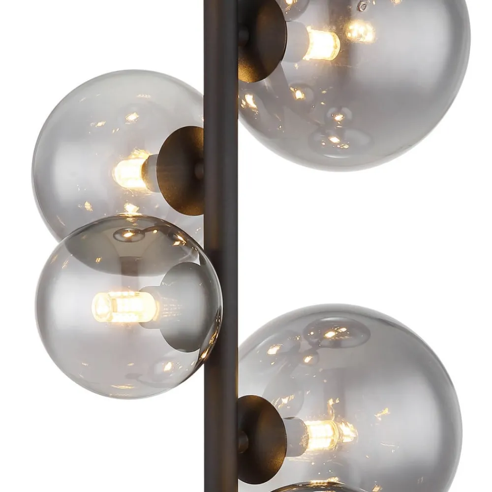 Globo Gulvlamper > Riha gulvlampe, højde 155 cm, sort/røgfarvet, 6 lyskilder.