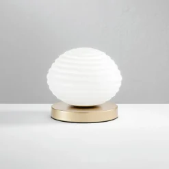 Eco-Light Bordlamper > Ripple bordlampe, guldfarvet/opal, Ø 18 cm