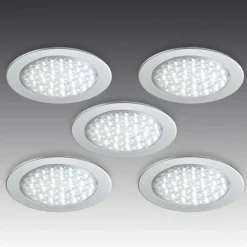 Hera Underskabsbelysning|Indbygningsspots > R 68-LED indbygningsspot i rustfrit stål, sæt med 5 stk