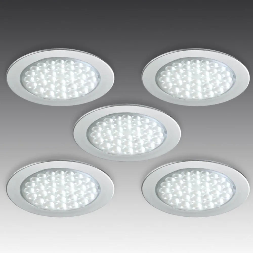 Hera Underskabsbelysning|Indbygningsspots > R 68-LED indbygningsspot i rustfrit stål, sæt med 5 stk