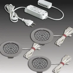 Hera Underskabsbelysning|Indbygningsspots > R 68-LED indbygningsspot i rustfrit stål, 3-sæt