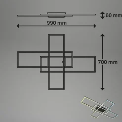 Briloner Gang|Loftlamper > Roami loftlampe, 104x71cm, sort, CCT, fjernbetjening