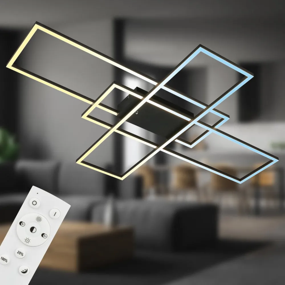 Briloner Gang|Loftlamper > Roami loftlampe, 104x71cm, sort, CCT, fjernbetjening